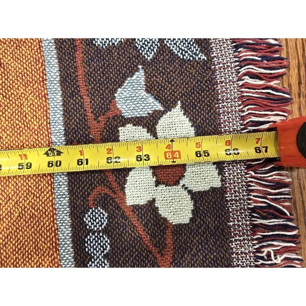 Vintage‎ Situation Of America Throw Blanket Woven American Folk Art Tapestry